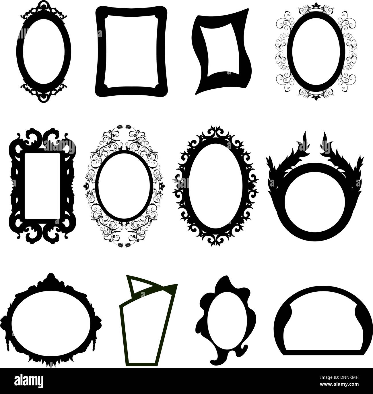 Conjunto de espejos antiguos y modernos diferentes siluetas. Ilustración  vectorial Imagen Vector de stock - Alamy