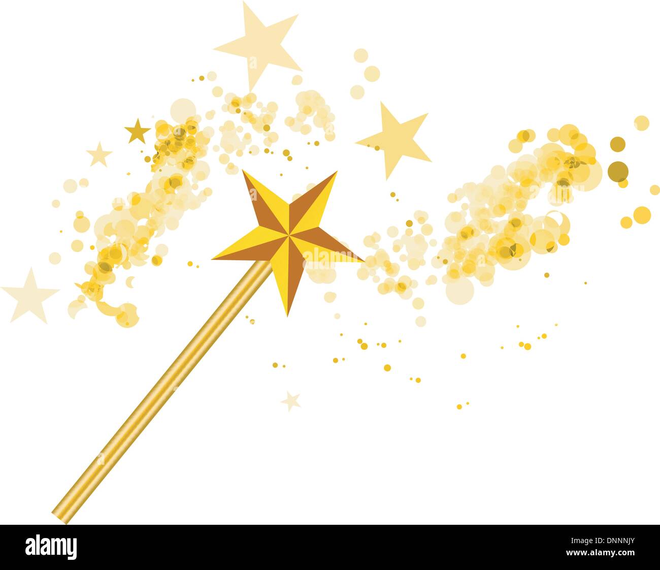 Varita mágica con la magia de estrellas en blanco. Ilustración vectorial  Imagen Vector de stock - Alamy