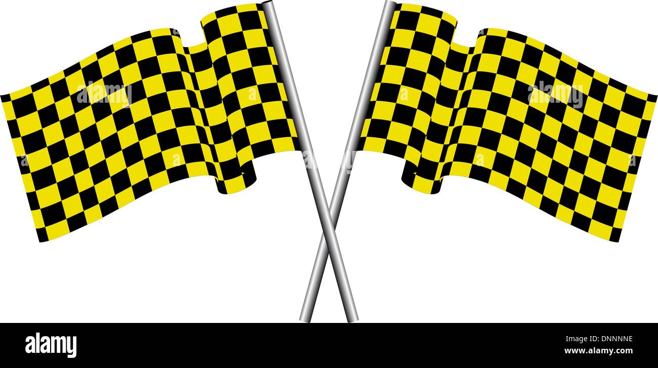 Amarillo y negro comprueba la bandera de carreras. Ilustración vectorial  Imagen Vector de stock - Alamy