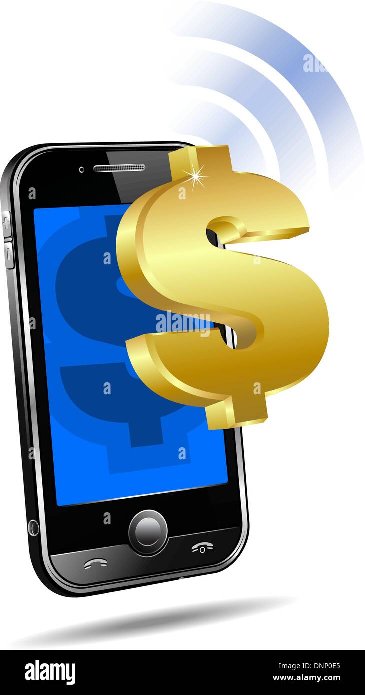 Pago por móvil, teléfono inteligente celular - e-Commerce concepto Dollar -  Pago por Teléfono - epay - transferencia Imagen Vector de stock - Alamy