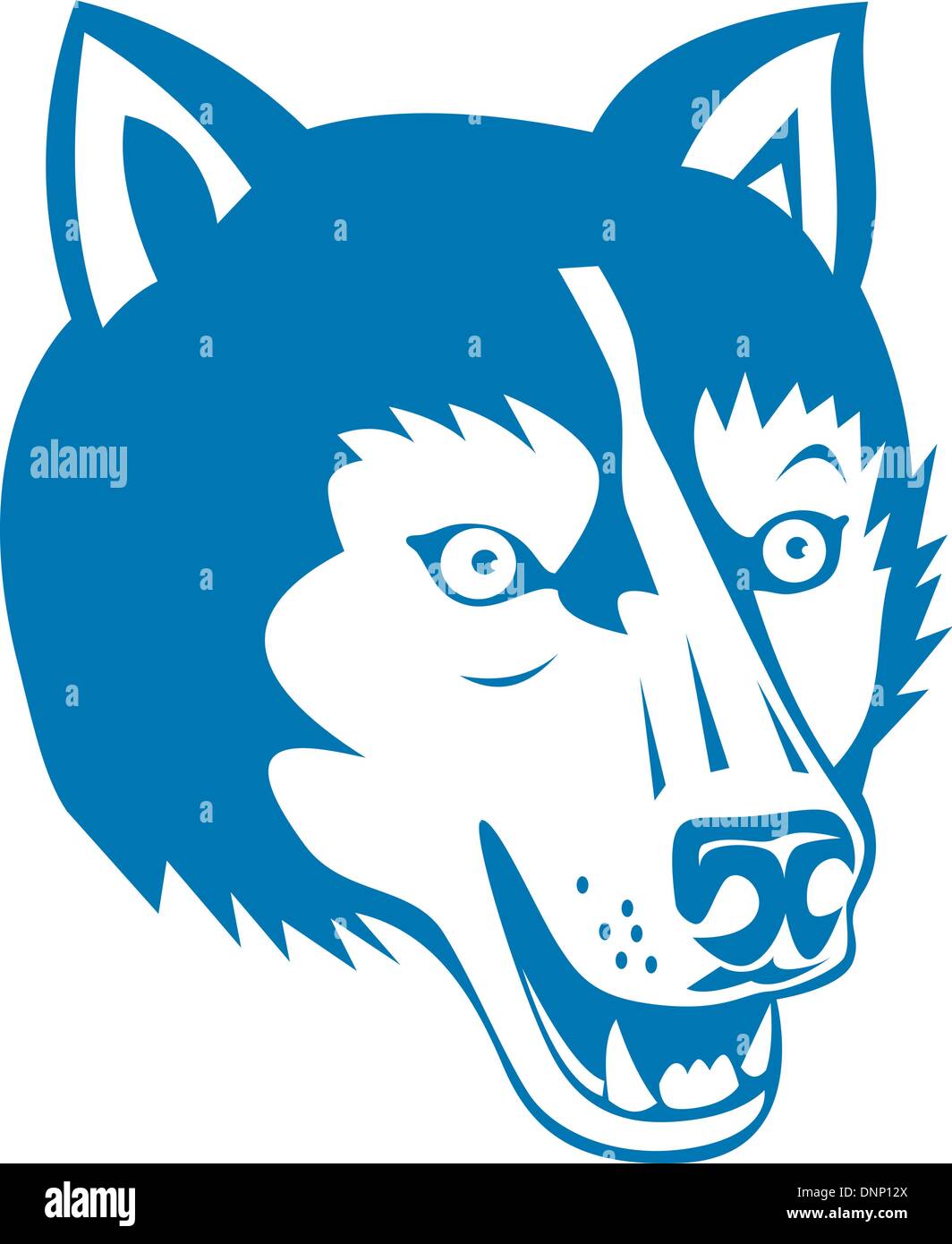 Ilustración de un perro salvaje de la cabeza del lobo hecho en estilo retro de fondo aislado Ilustración del Vector