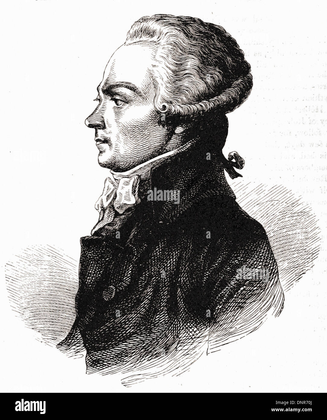 Retrato de Maximiliano de Robespierre - grabado británico del siglo XIX. Foto de stock