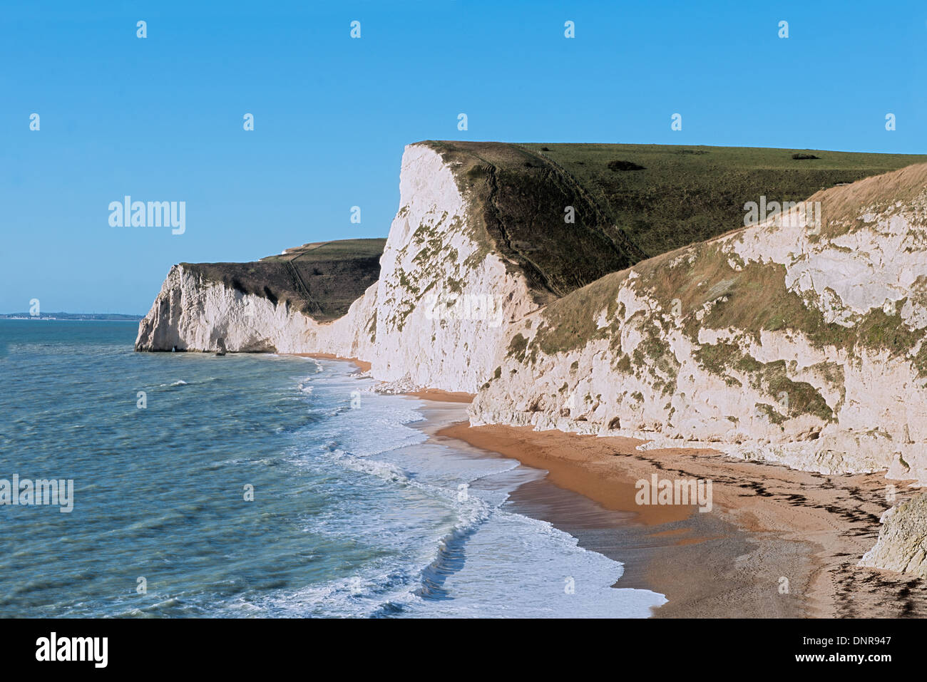 Cabeza Swyre y Bat en la cabeza de Lulworth en la Costa Jurásica, cerca de la puerta de Durdle, Isla de Purbeck Hills, Dorset, Inglaterra, Reino Unido. Foto de stock