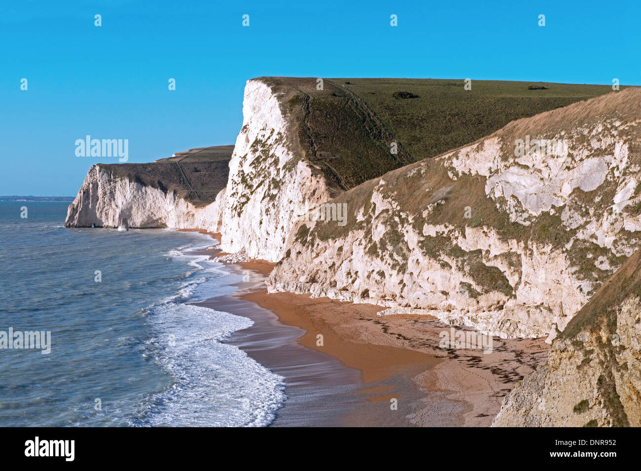 Cabeza Swyre y Bat en la cabeza de Lulworth en la Costa Jurásica, cerca de la puerta de Durdle, Isla de Purbeck Hills, Dorset, Inglaterra, Reino Unido. Foto de stock