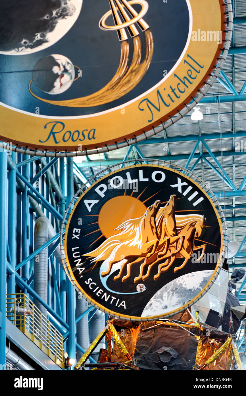 Logotipo de Apolo 13, el Centro Espacial Kennedy, Florida Foto de stock