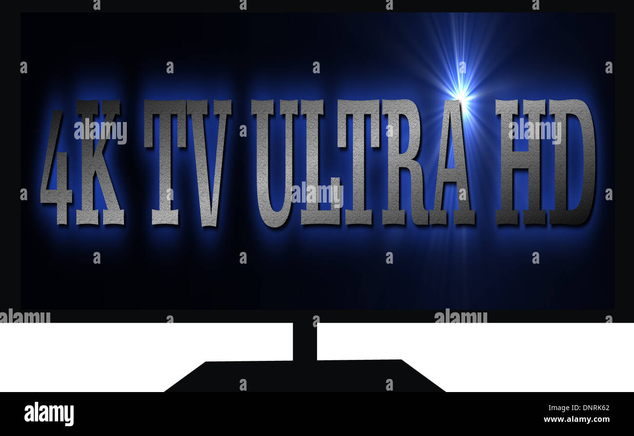 Ilustración del concepto de un 4K Ultra televisión de alta definición Foto de stock