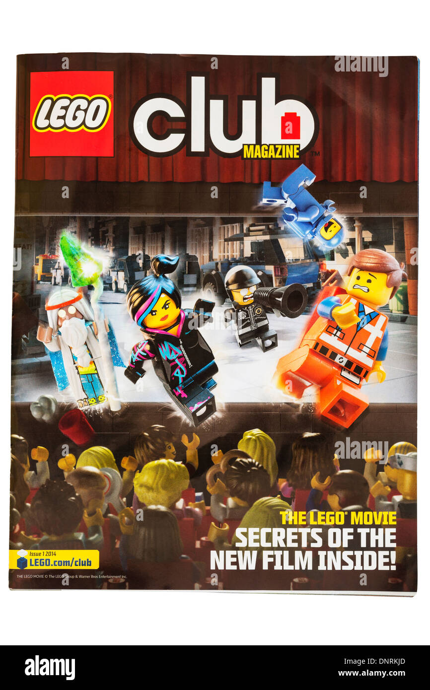 Un lego club magazine sobre un fondo blanco. Foto de stock