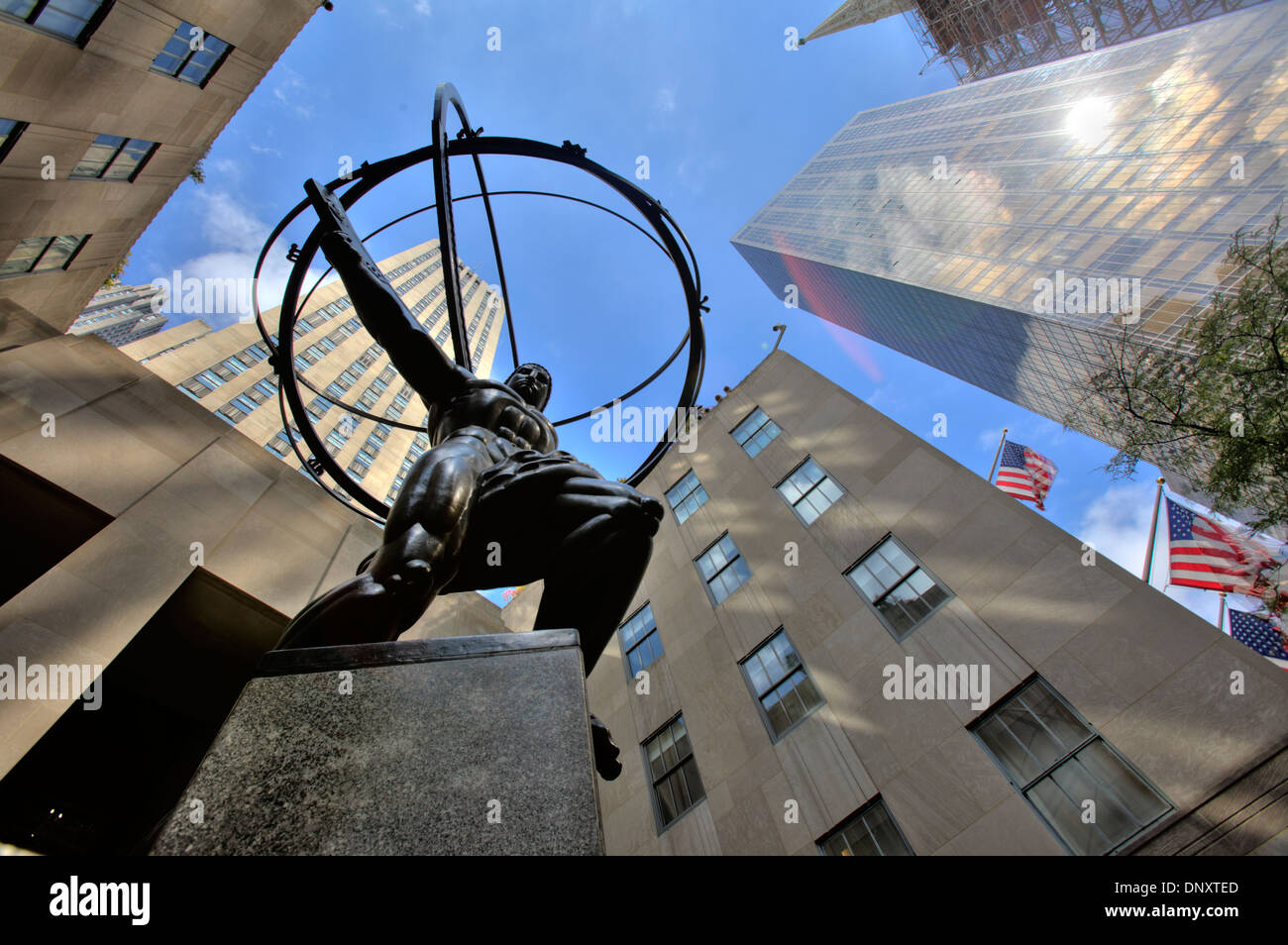 Atlas estatua delante del Rockefeller Center, Nueva York, EE.UU. Foto de stock