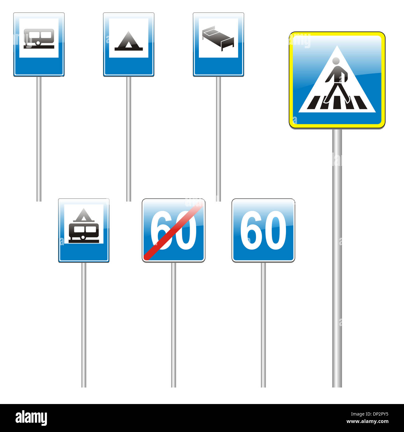 Las señales de la carretera europeo aislado Foto de stock