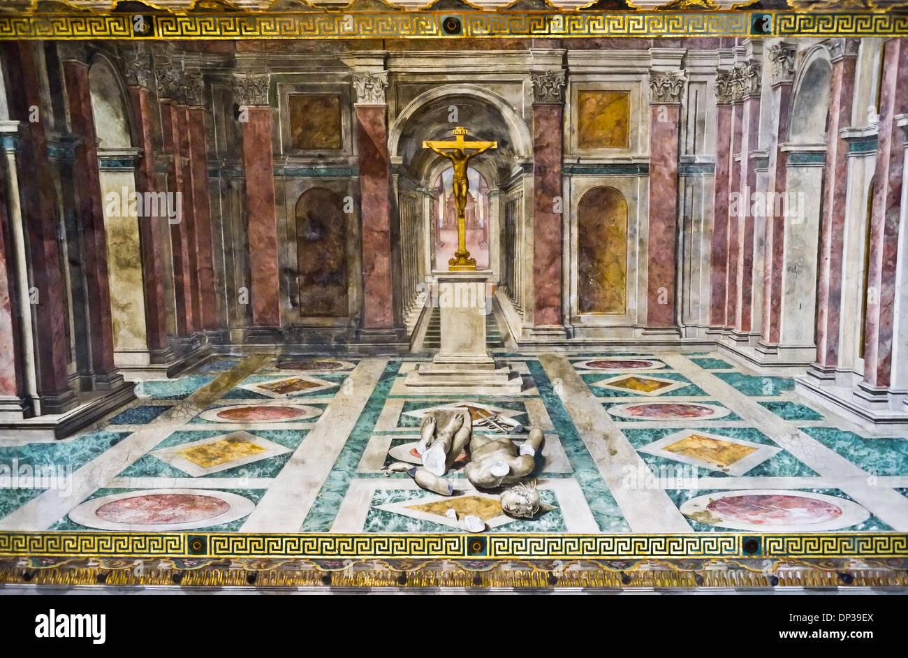 El techo de la sala de Constantino por Raphael Museo Vaticano Foto de stock