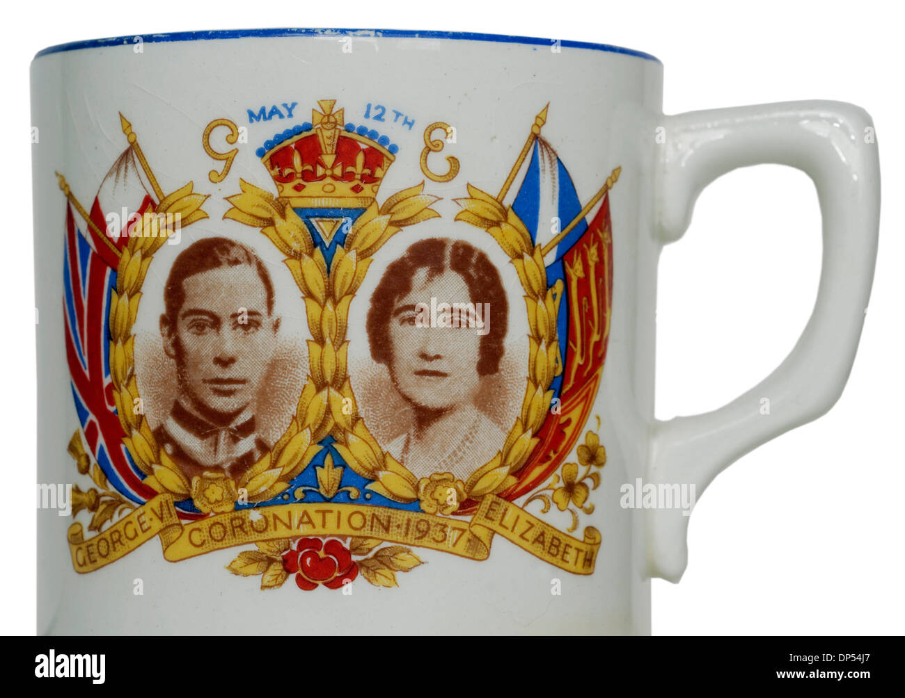 El rey George VI y la Reina Elizabth (la Reina Madre) taza de coronación Foto de stock