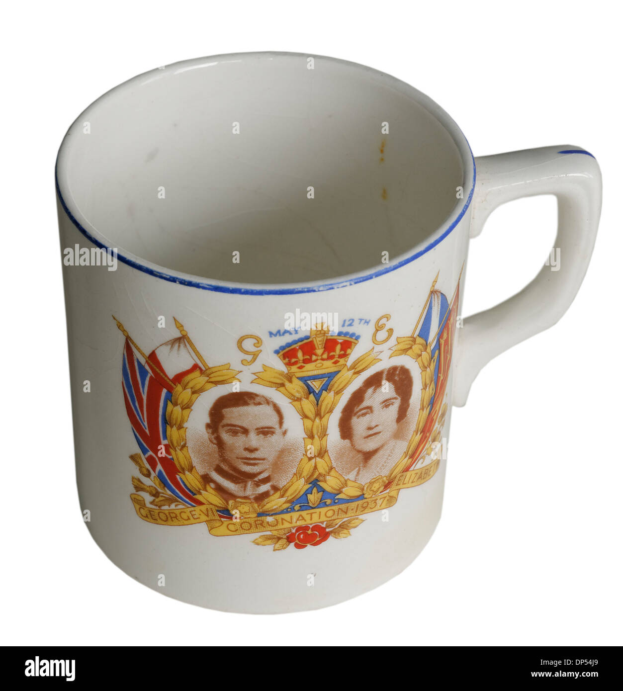 El rey George VI y la Reina Elizabth (la Reina Madre) taza de coronación Foto de stock