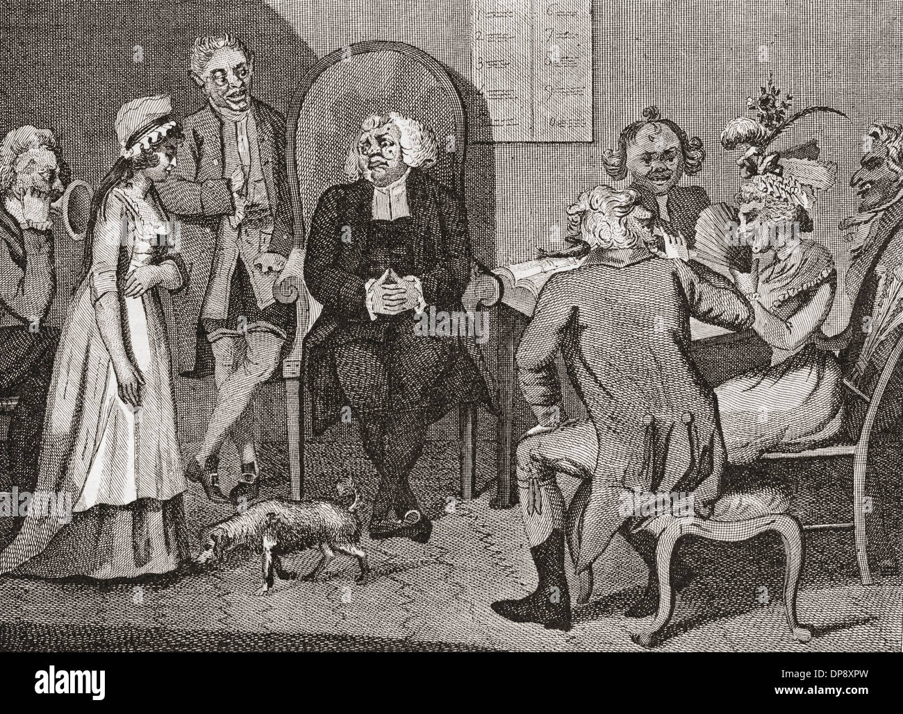 Escena en inglés un divorcio, 1780. Foto de stock