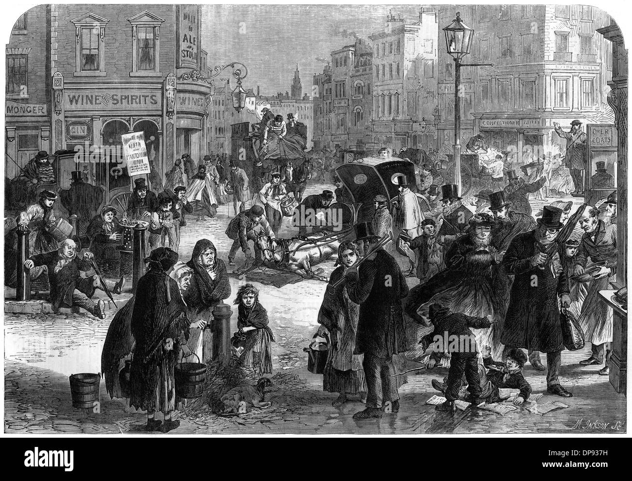 Frost en Londres, del siglo XIX. Foto de stock