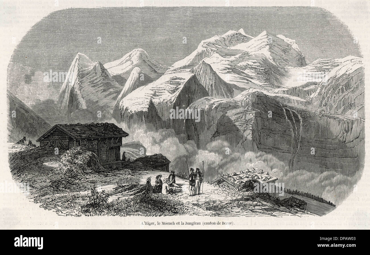 ALPS/Suiza/1855 Foto de stock