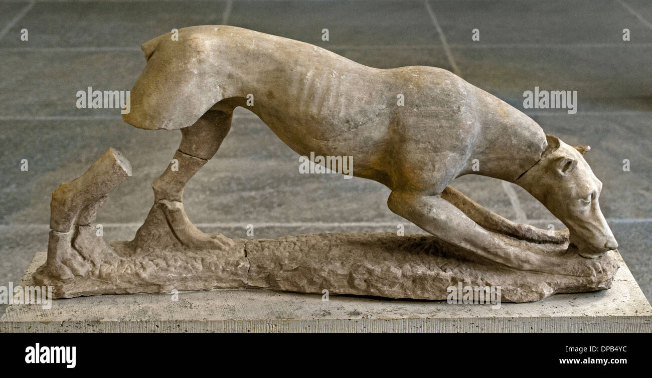 Perro de caza. Alrededor de 360 A.C. Probablemente una grave adorno griego Grecia Foto de stock