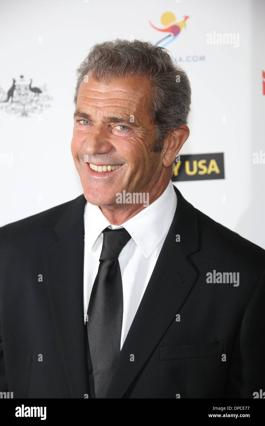 Los Angeles, Estados Unidos. 11 de enero de 2014.El actor Mel Gibson atiende el 2014 G'Day USA Los Angeles black tie de gala en el Hotel JW Marriott en L.A. Vive en Los Angeles, EE.UU., el 11 de enero de 2014. Crédito: dpa picture alliance/Alamy Live News Foto de stock