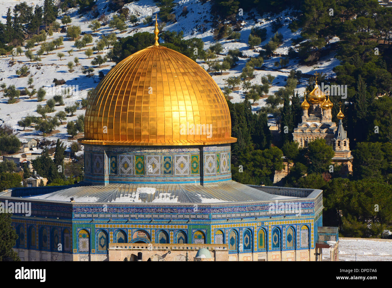 La mezquita de Al Aqsa, la cúpula dorada, Jerusalem, Israel Foto de stock