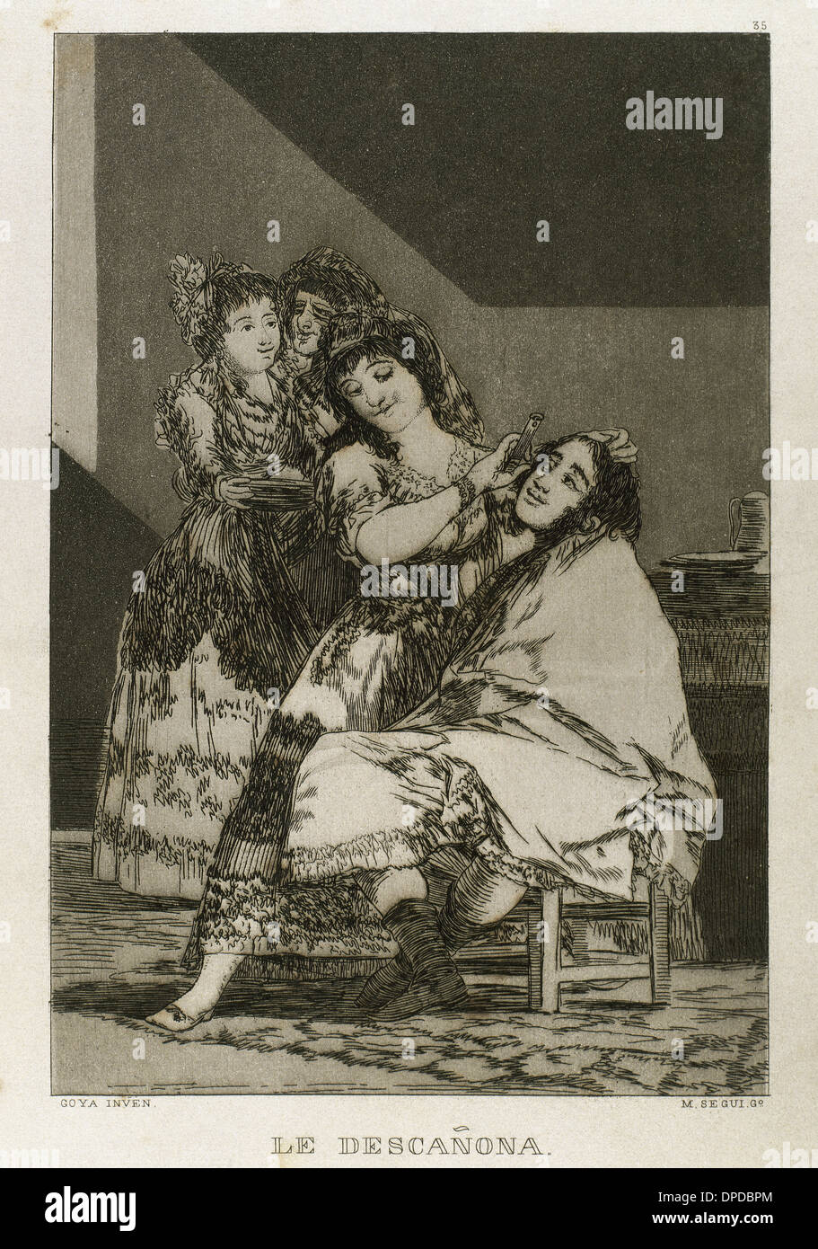 Goya (1746-1828). Pintor y grabador español. Los Caprichos. Le Descanona. Número 35. Aguatinta. Foto de stock