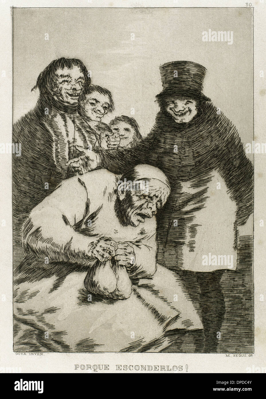 Goya (1746-1828). Pintor y grabador español. Los Caprichos. ¿Por qué esconderlos? (Por qué ocultarlas?) . El número 30. Aguatinta. Foto de stock