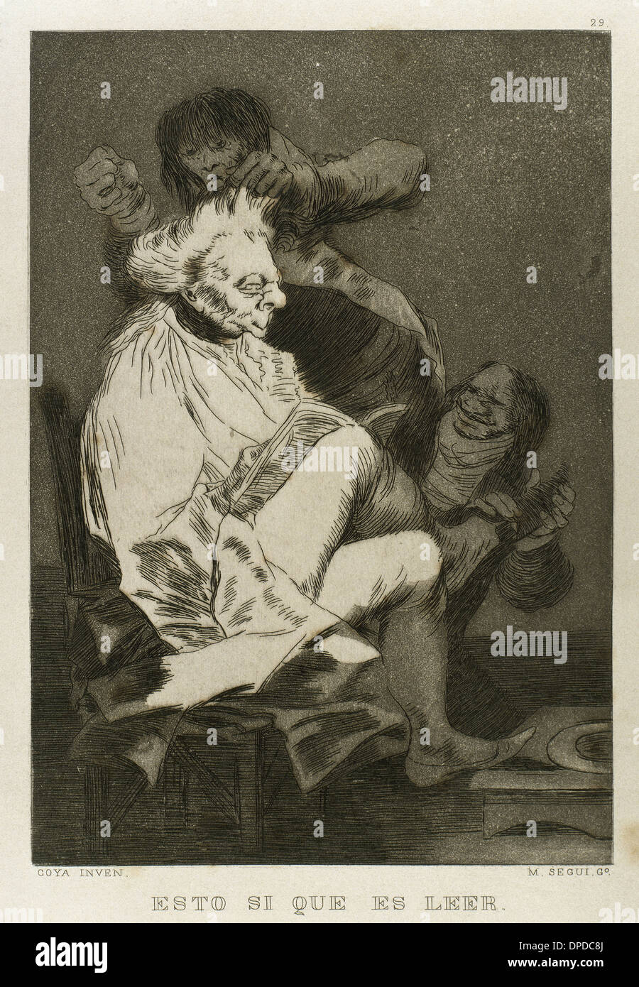 Goya (1746-1828). Pintor y grabador español. Los Caprichos. Esto si es ller (esto son leídos). El número 29. Aguatinta. Foto de stock