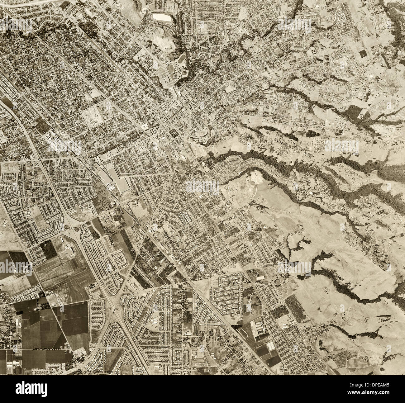 Fotografía aérea histórica Hayward, el condado de Alameda, California, 1958 Foto de stock
