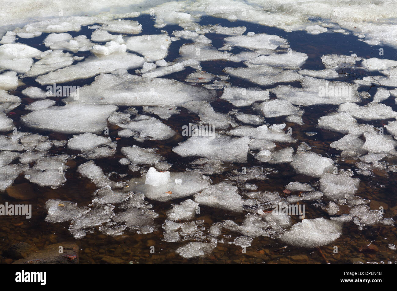 Témpanos de hielo en la primavera Foto de stock