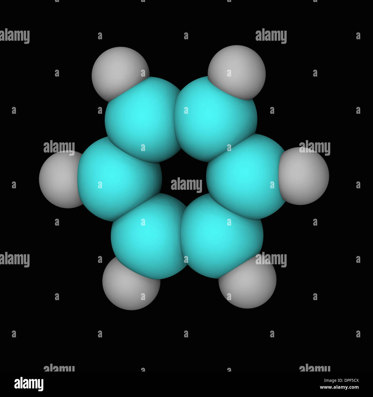 3D modelo molecular del benceno anillo molecular Foto de stock