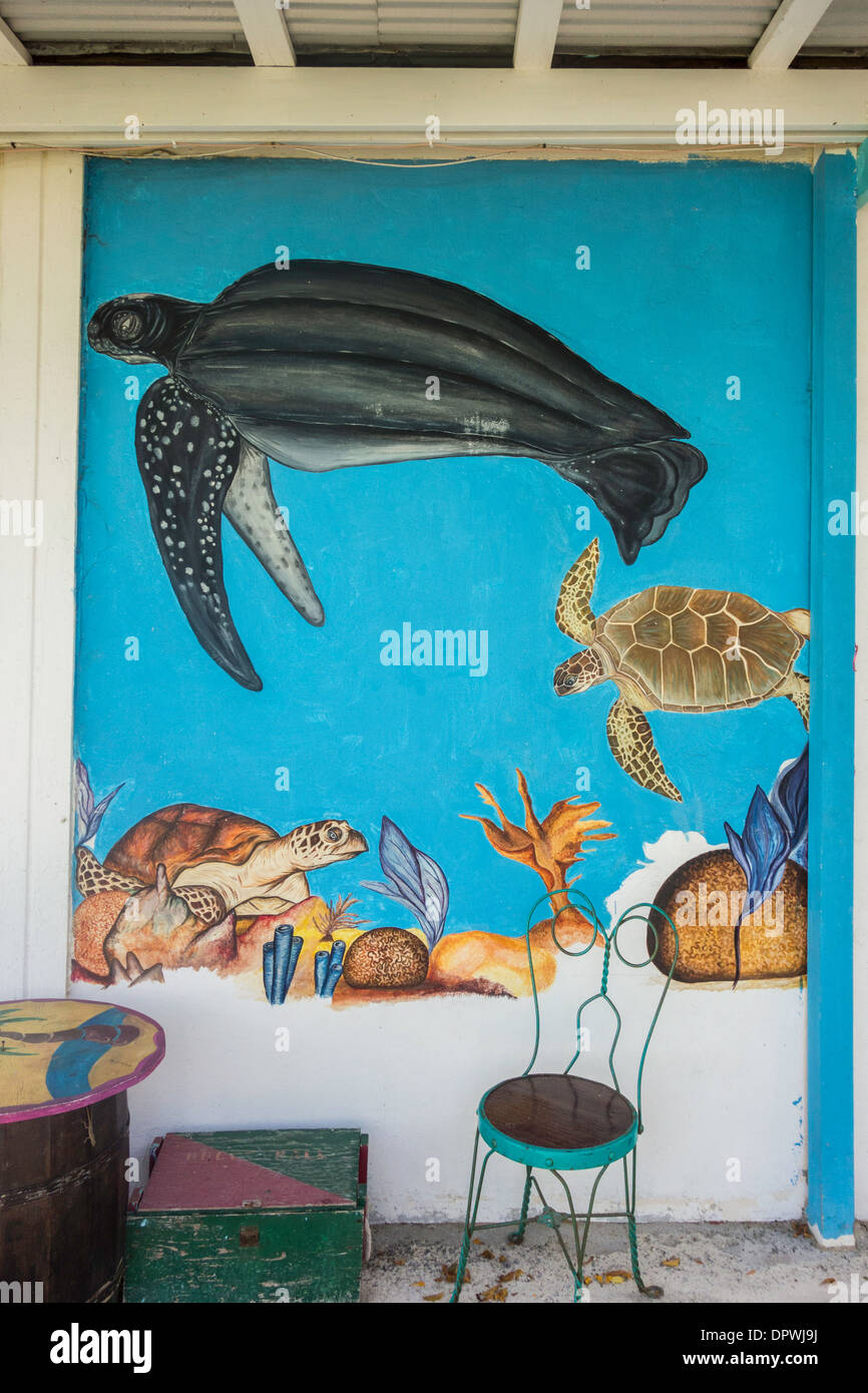 Arte Representando La Vida Marina Esta Pintada En Una Pared