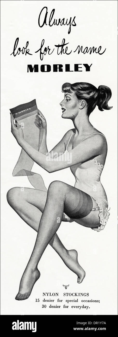 https://c8.alamy.com/compes/dr1y7a/1950-publicidad-publicidad-morley-medias-de-nylon-anuncio-en-revista-de-moda-mujer-circa-1952-dr1y7a.jpg