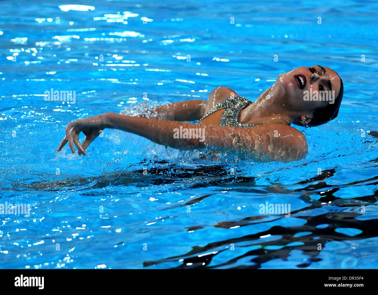 Palma de Mallorca, España. 18th, Enero. 2014. El nadador español y medallista olímpico Ona Carbonell, hace una exposición en una nueva piscina en Palma de Mallorca. Joan Llado/Alamy Live News. Foto de stock