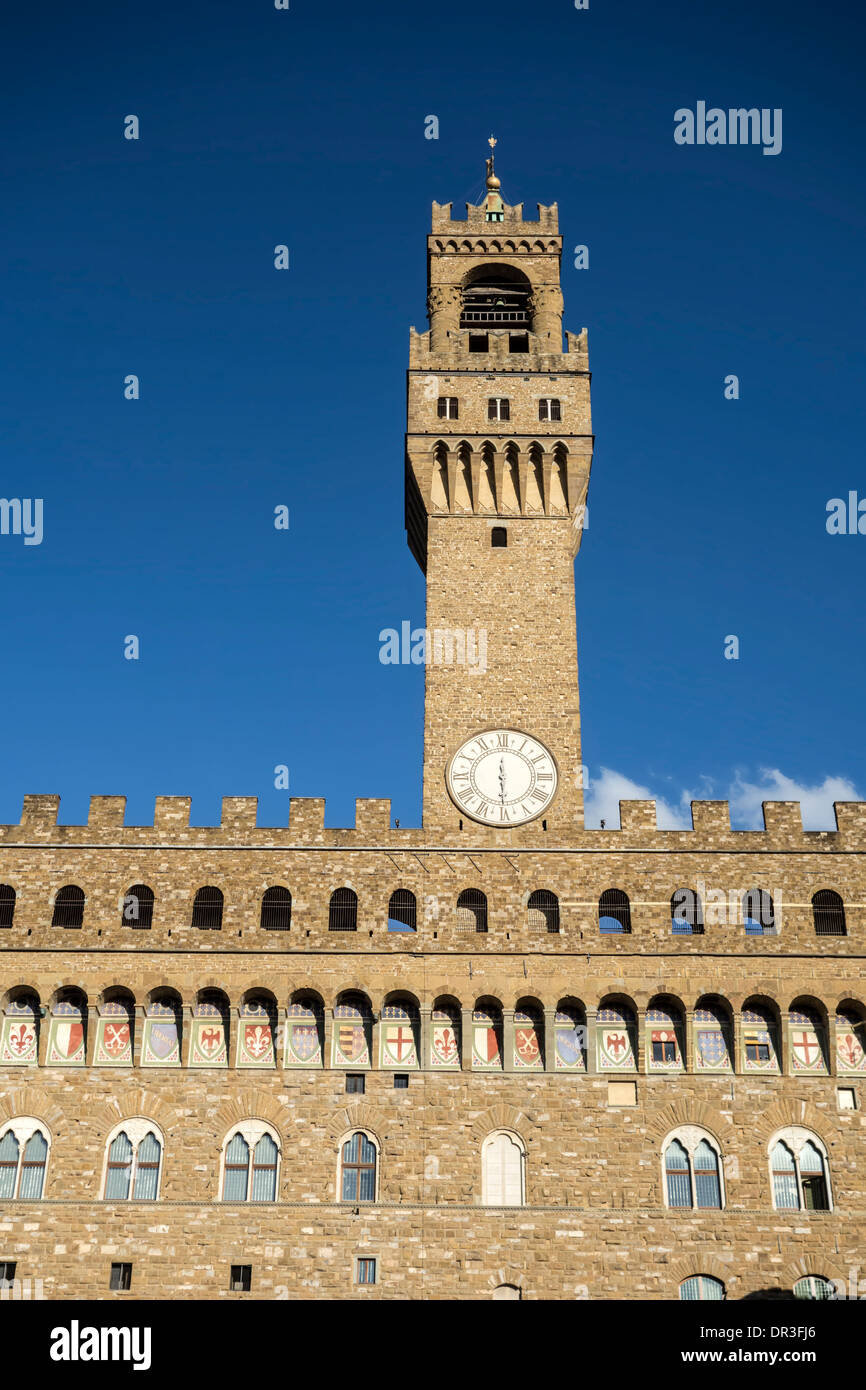 El Palacio Viejo (Palazzo Vecchio o el Palazzo della Signoria), Florencia, Italia Foto de stock