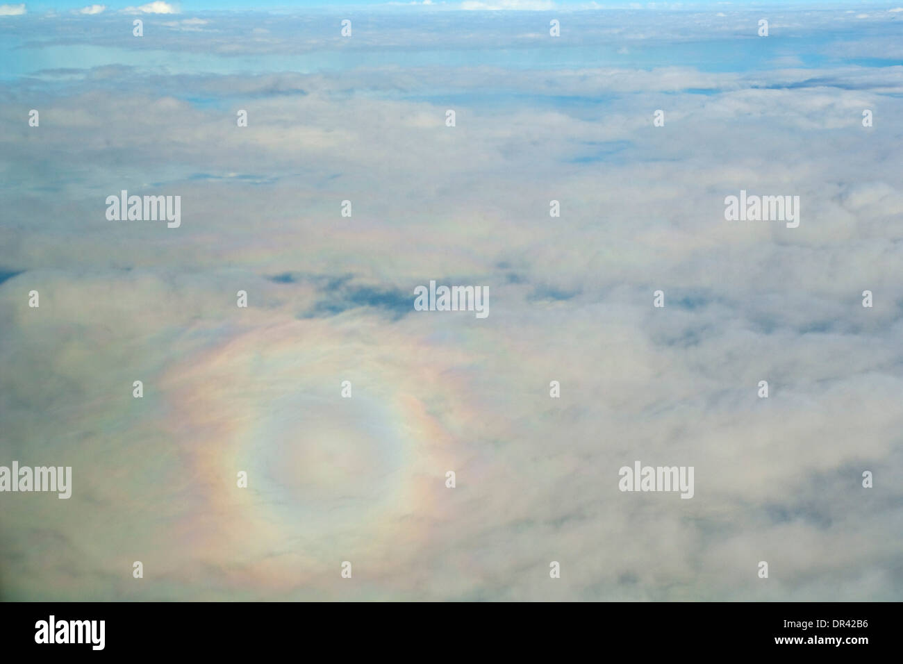 Espectro de Brocken en Alto cúmulos sobre el Océano Pacífico Foto de stock