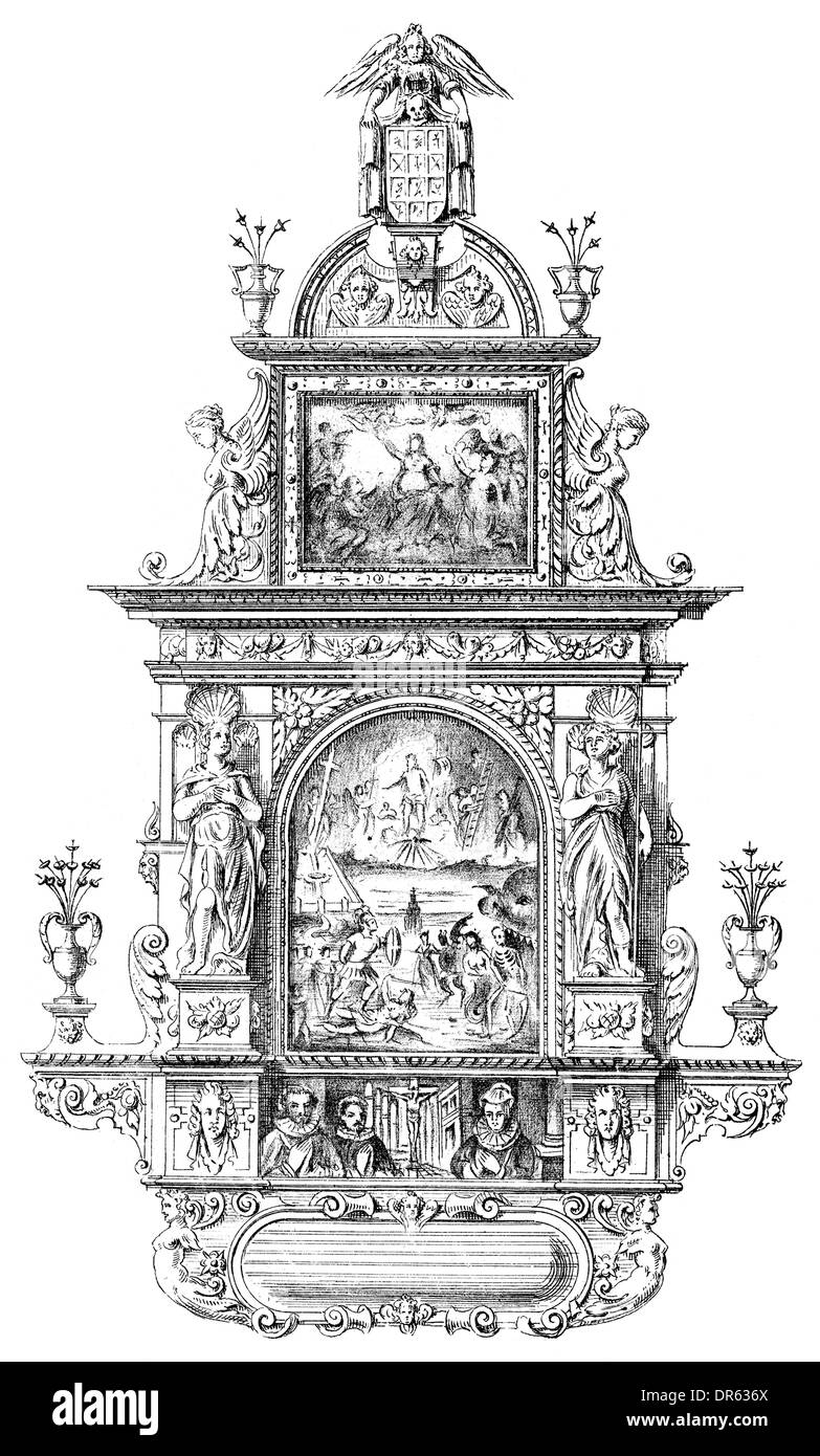 Alemán del siglo XVII, de estilo renacentista, la Iglesia de San Nicolás, el epitafio de Johann von Kötteritz consejero electoral, Berlín Foto de stock