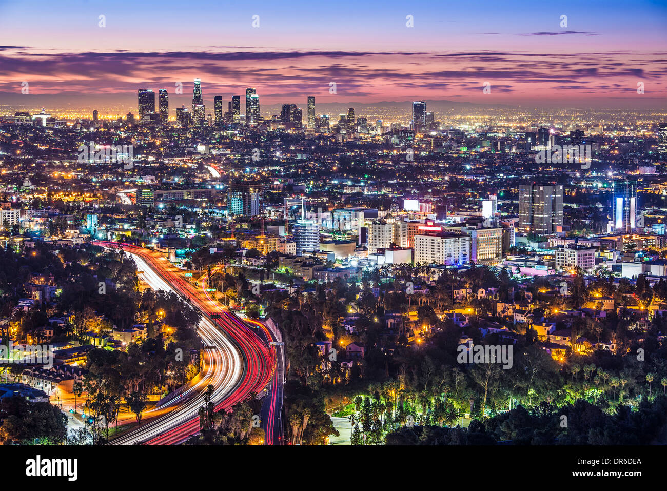 Los Angeles, California, EE.UU. mañana temprano en el centro ciudad. Foto de stock