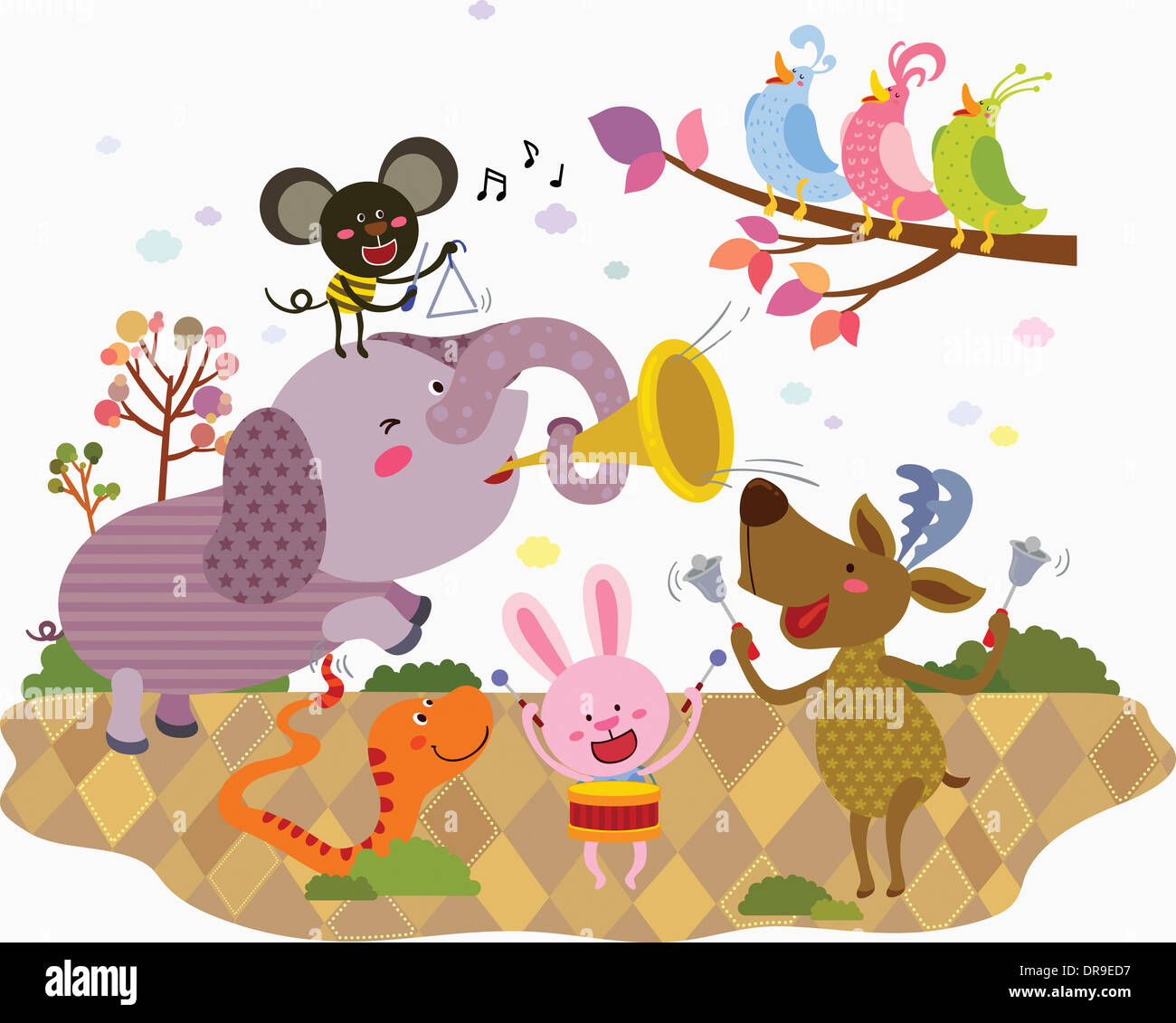Ilustración de animales tocando instrumentos Fotografía de stock - Alamy