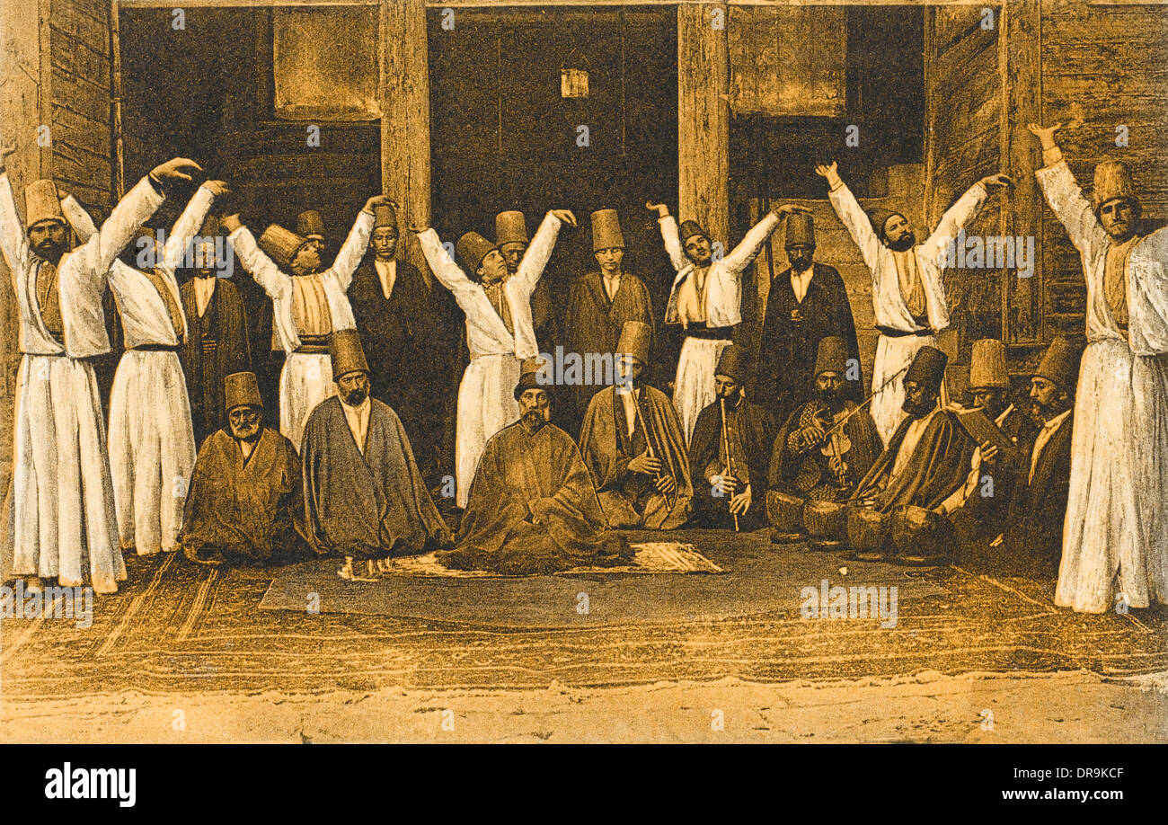 Grupo de los Derviches Mevlevi - Estambul (sepia) Foto de stock