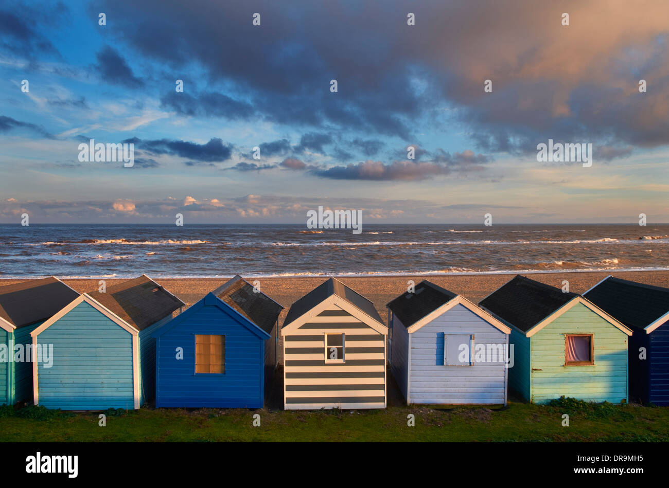 Cabañas de playa en Southwold, Suffolk, Inglaterra. Foto de stock