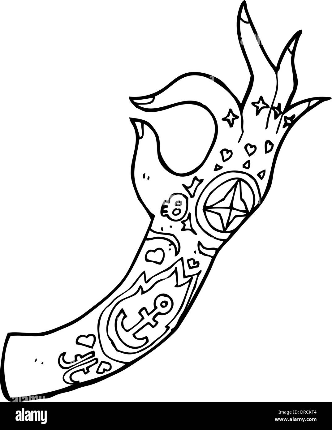 Brazo tatuajes de dibujos animados Imagen Vector de stock - Alamy