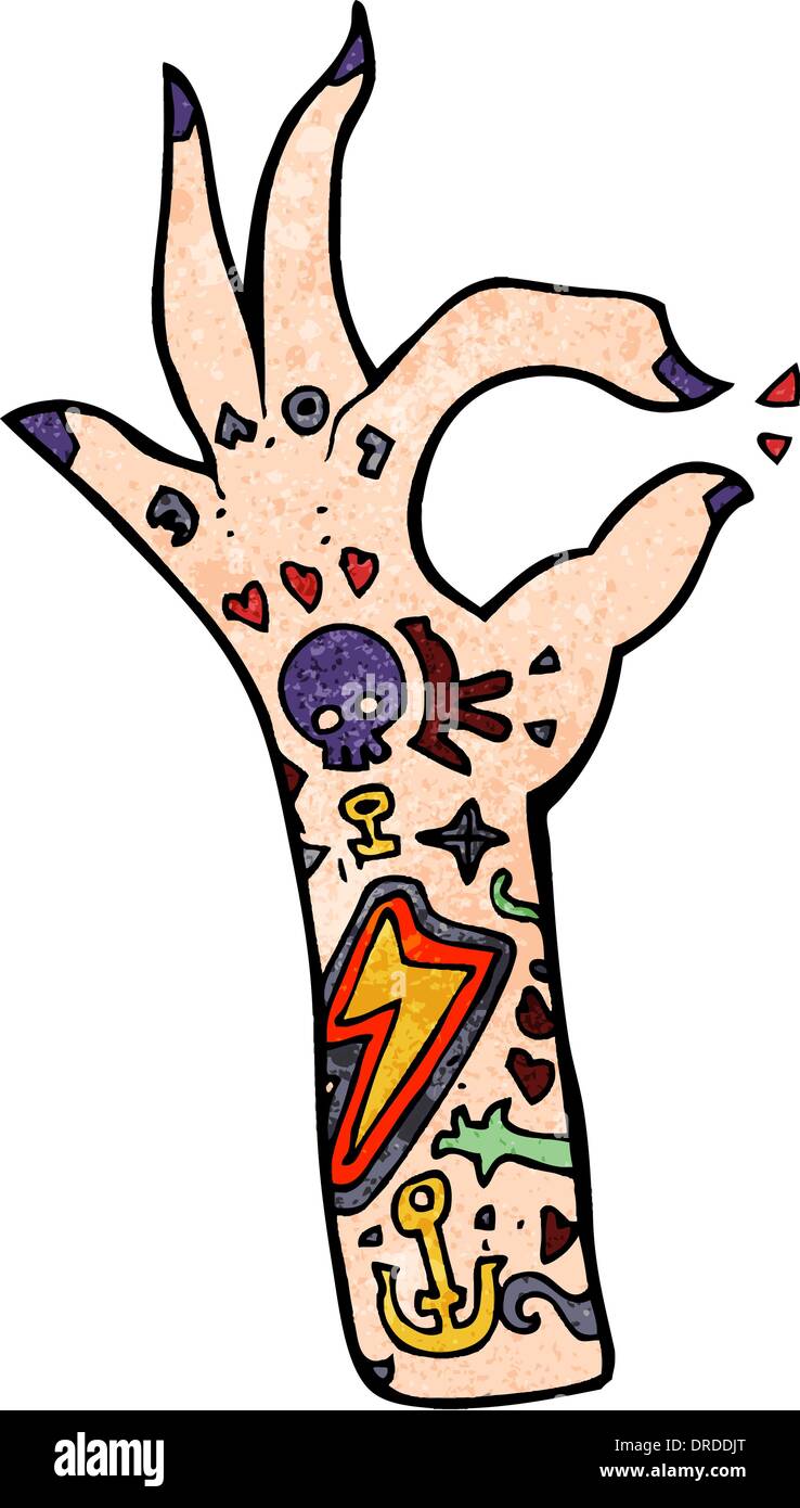 Brazo tatuajes de dibujos animados Imagen Vector de stock - Alamy