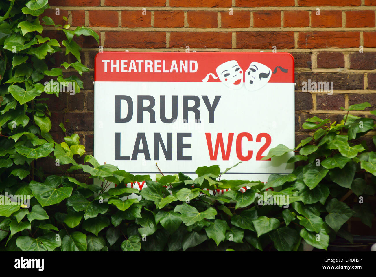 Drury Lane calle signo Theatreland de Londres Foto de stock