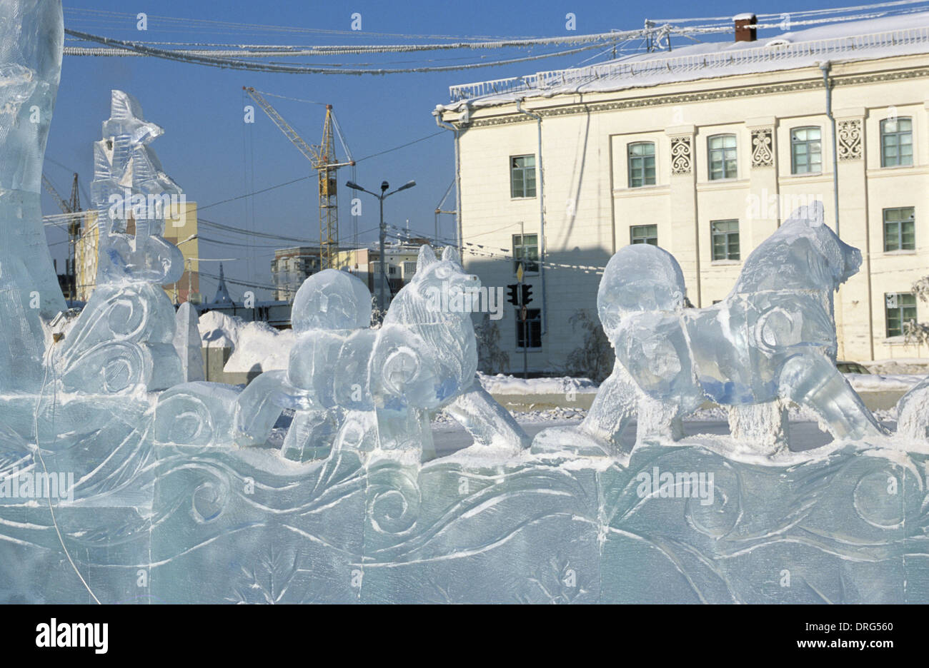 Esculturas de Hielo en Yakutsk, en el noreste de Siberia Foto de stock
