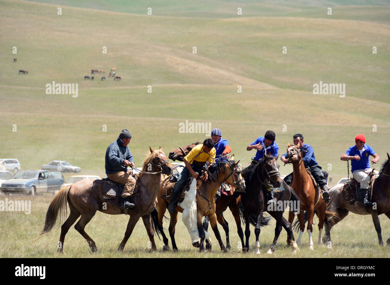 O Buzkashi Kokpar - un deporte de Asia Central Foto de stock