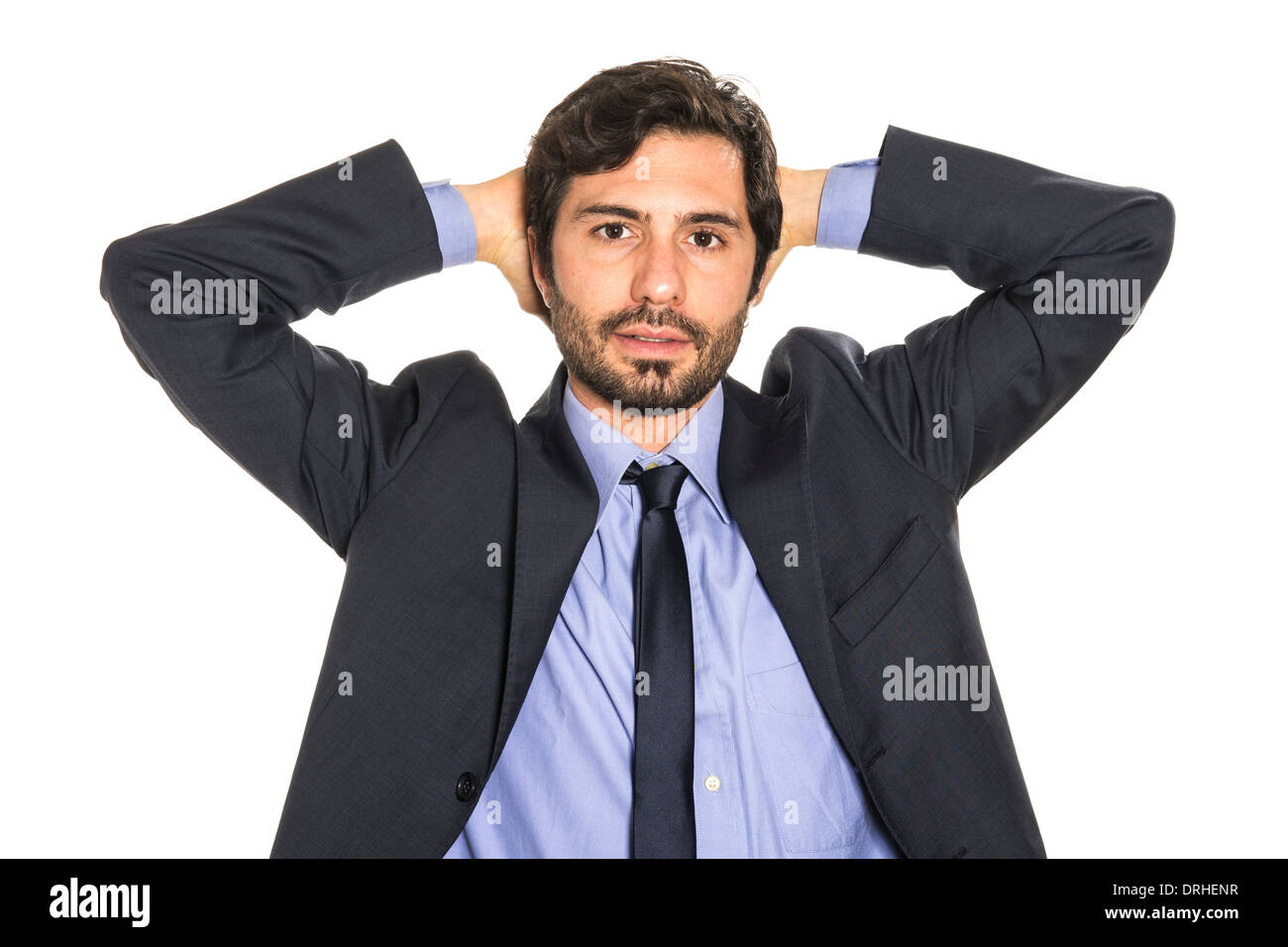 Hombre esperando una respuesta Foto de stock