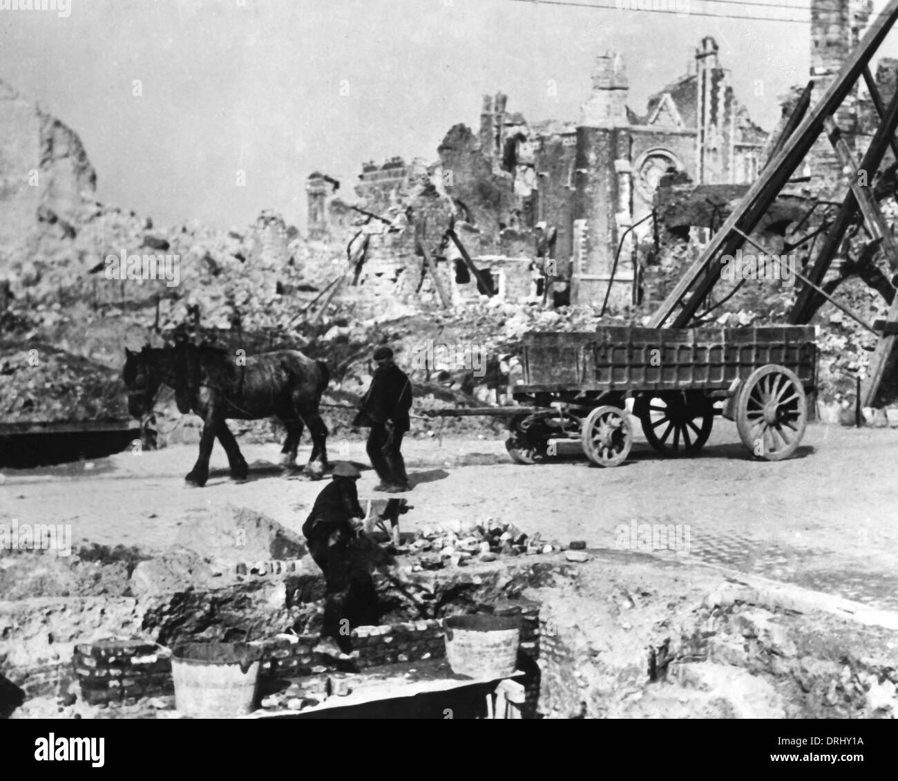 La reconstrucción de posguerra en Ypres, Bélgica Foto de stock