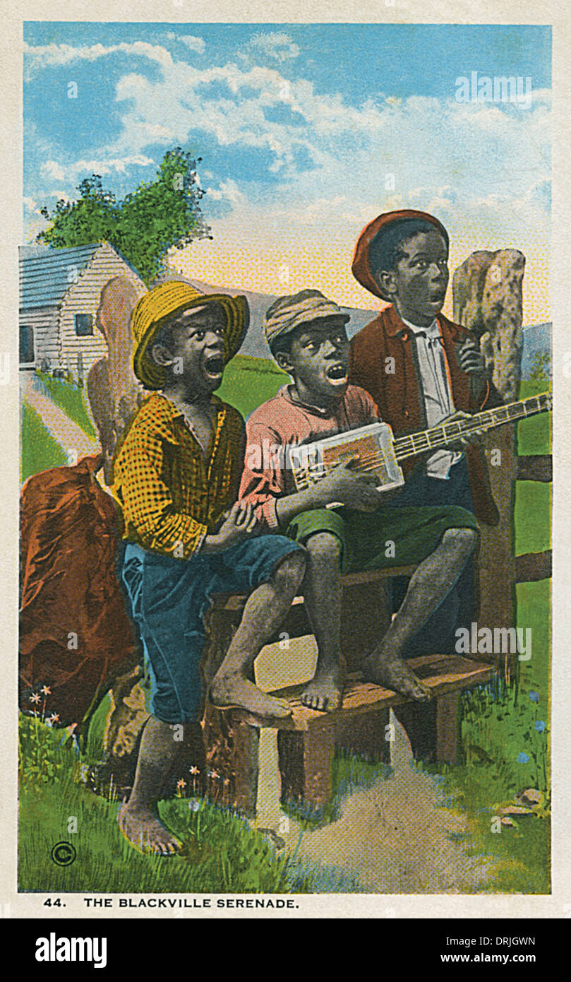 Tres jóvenes Chicos cantando negro Foto de stock