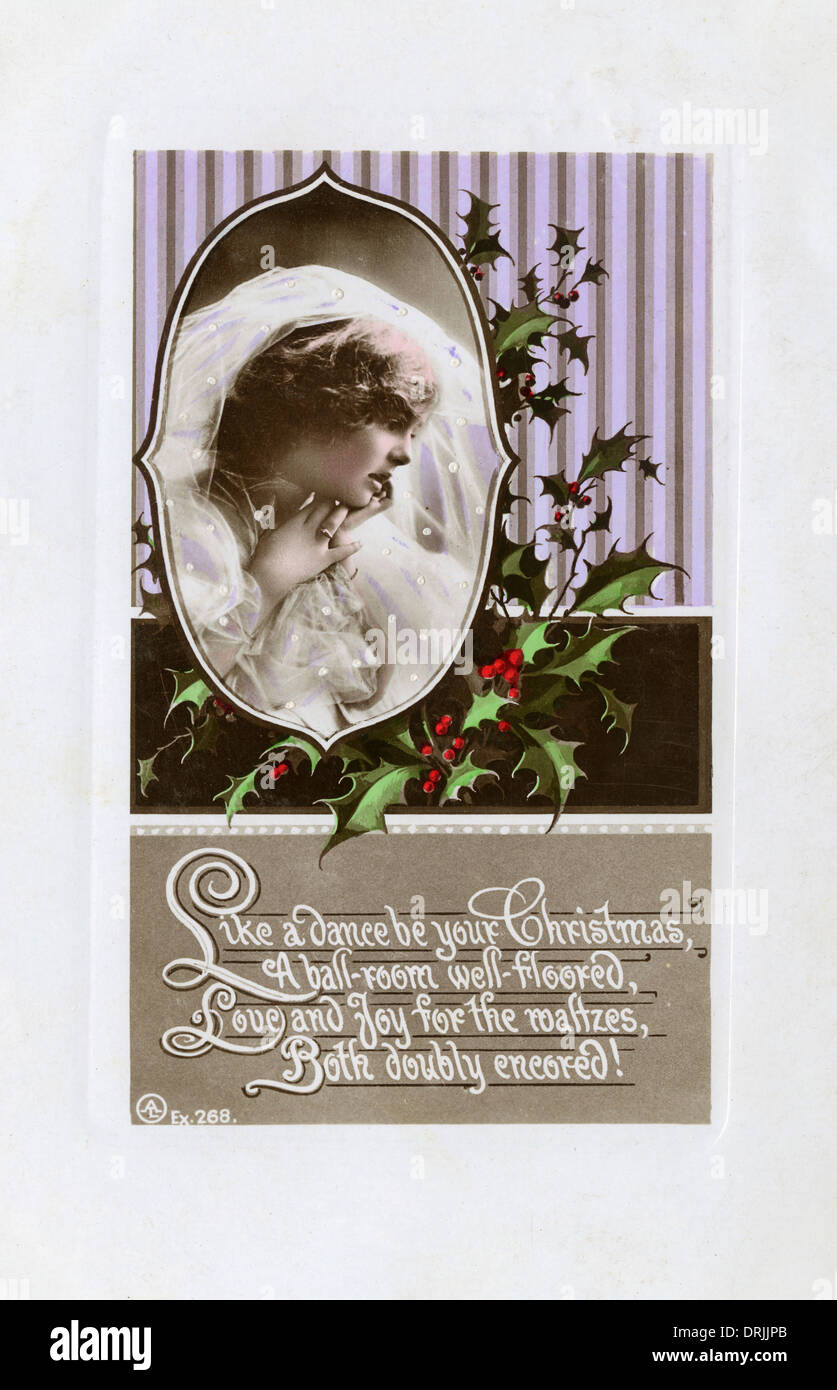 Saludos de Navidad postal con danza-poema relacionado Foto de stock