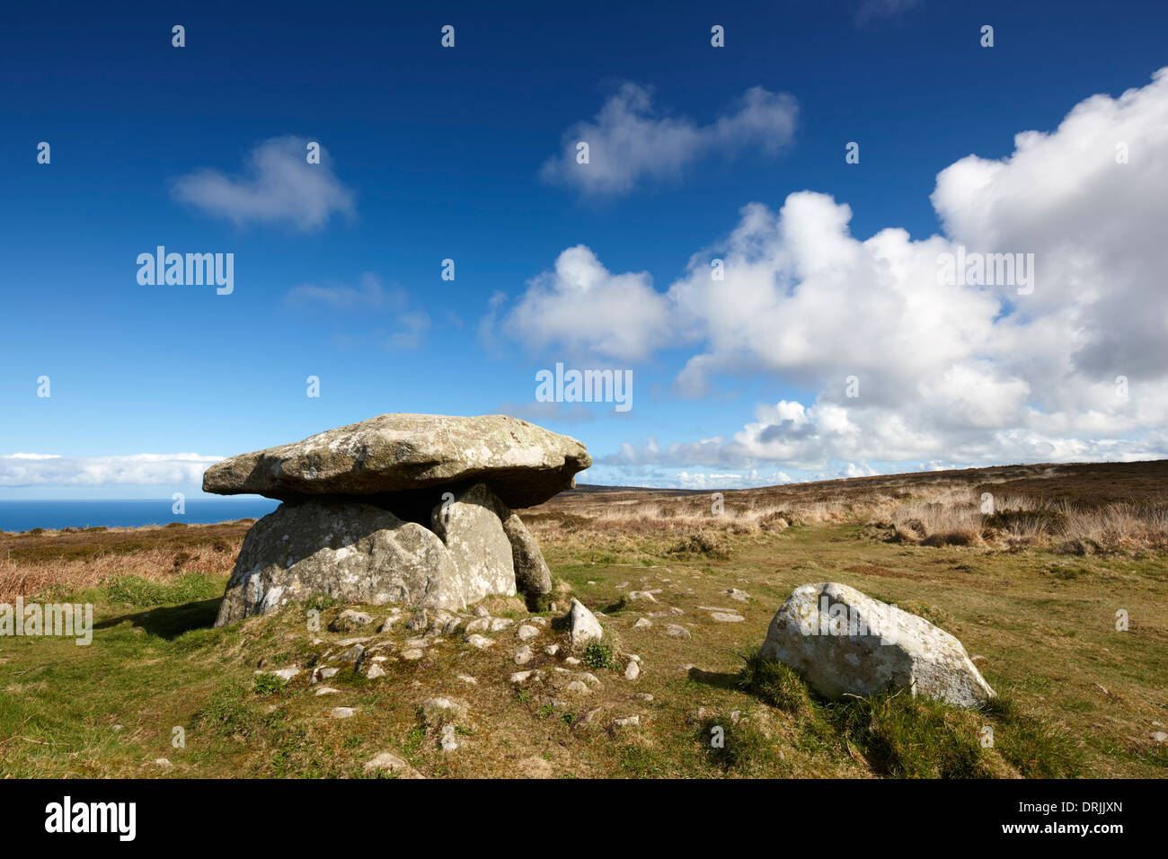 Chun Quoit Standing Stones, ubicada en el oeste de Penwith Moros Foto de stock