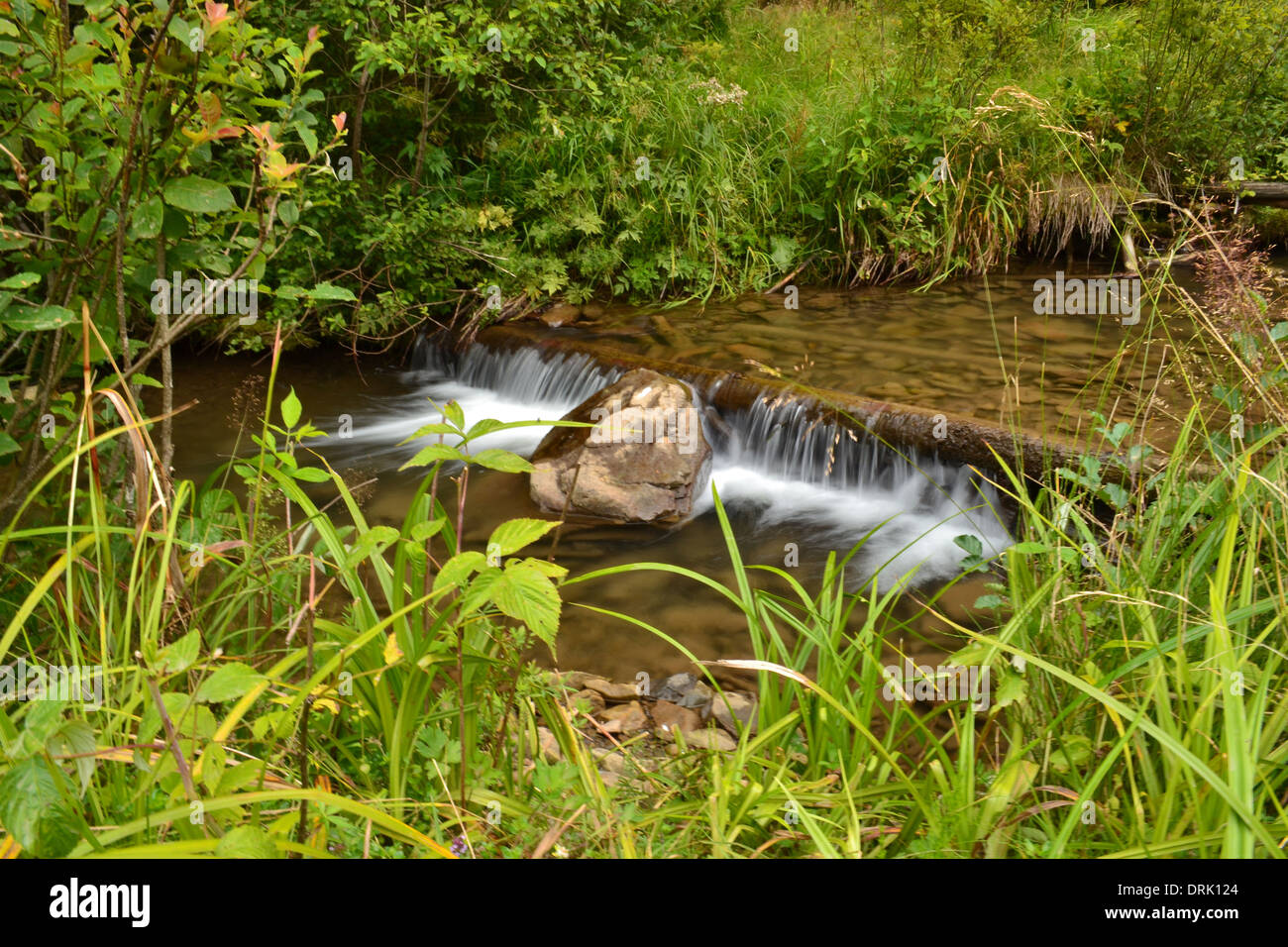Río fluye rápidamente a través de la parte inferior de piedra Foto de stock