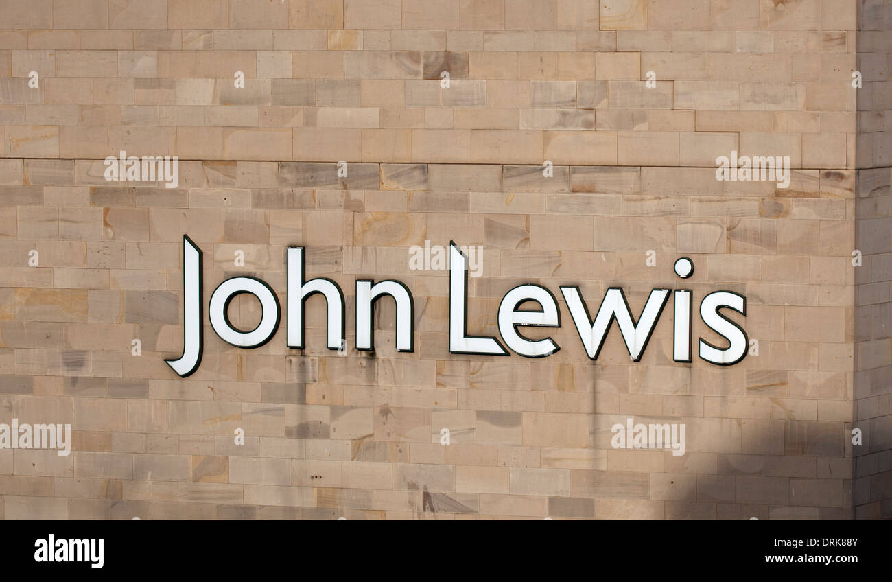 John Lewis retail firmar en la pared Foto de stock